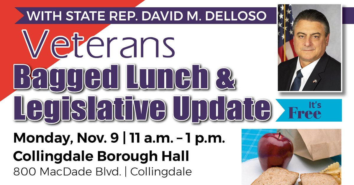 RepDelloso's tweet photo. If you're a veteran: Reserve a spot at my free Drive-Through Veterans Bagged Lunch event Monday. During this pandemic, we are taking steps to minimize the potential spread of COVID, but it's important to continue honoring veterans. Join us!
Details: https://t.co/r1uiGzbeSV https://t.co/DE1kpYw7Do