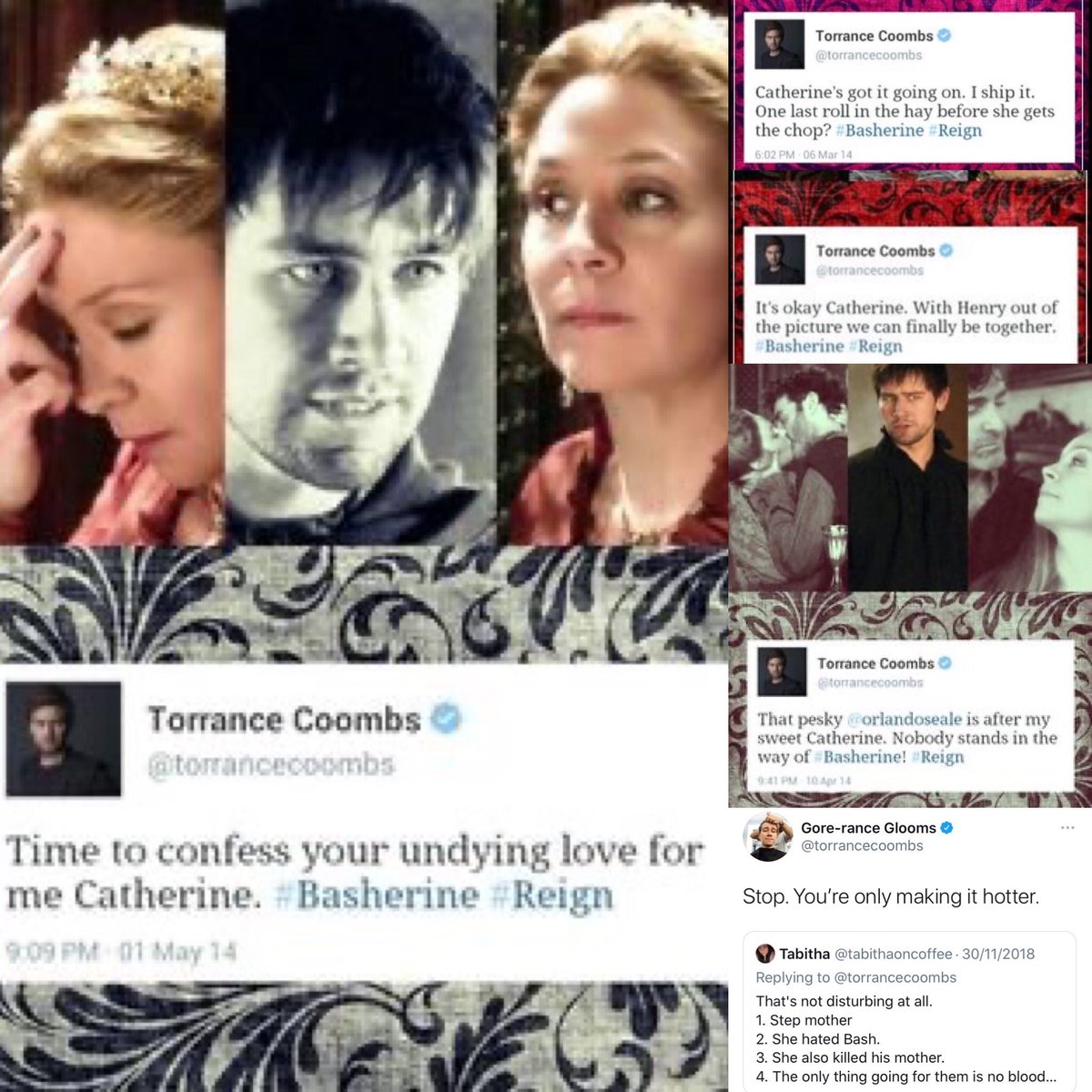jaffa_anna's tweet photo. This is hilarious! I only just discovered the whole #basherine ship myself, but to hear @torrancecoombs was all for it as well has just about slayed me ๐คฃ #reign #torrancecoombs #meganfollows #catherinedemedici #sebastiandepoitiers https://t.co/OSNrCCvf6Z