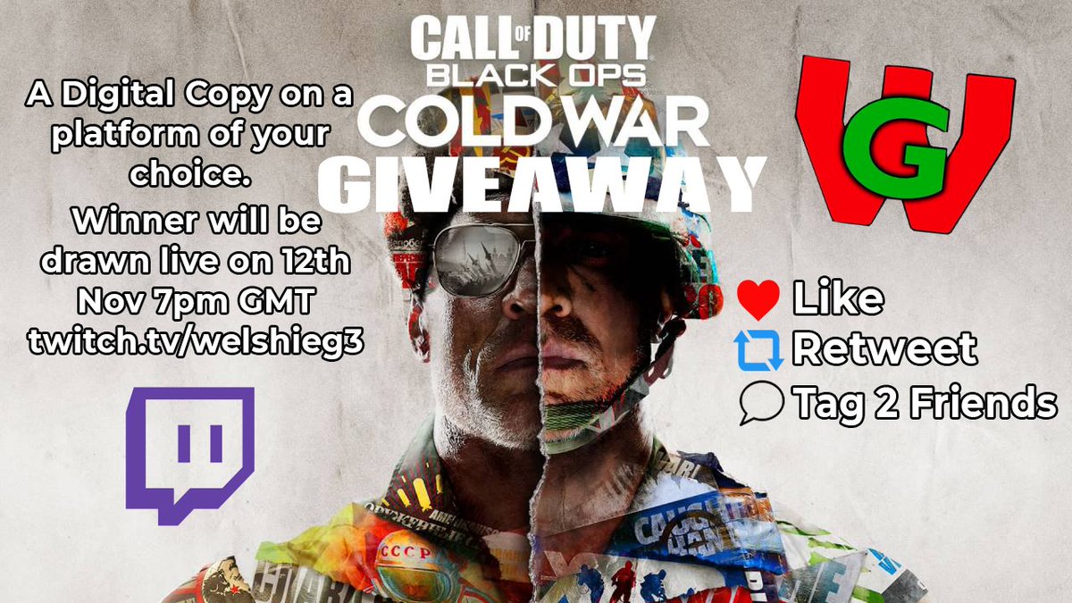 WelshieG3's tweet photo. 🎮Call of Duty: Black Ops - Cold War Giveaway!🎮

To Enter➡️ Follow, Like, RT and Tag 2 Friends.

The winner will be drawn LIVE🔴on https://t.co/tqsWQLw1bl on 12th November at 7pm GMT.

if we reach an ambitious 600 followers, I will upgrade the edition to the Ultimate Edition! https://t.co/EI96abDTxZ