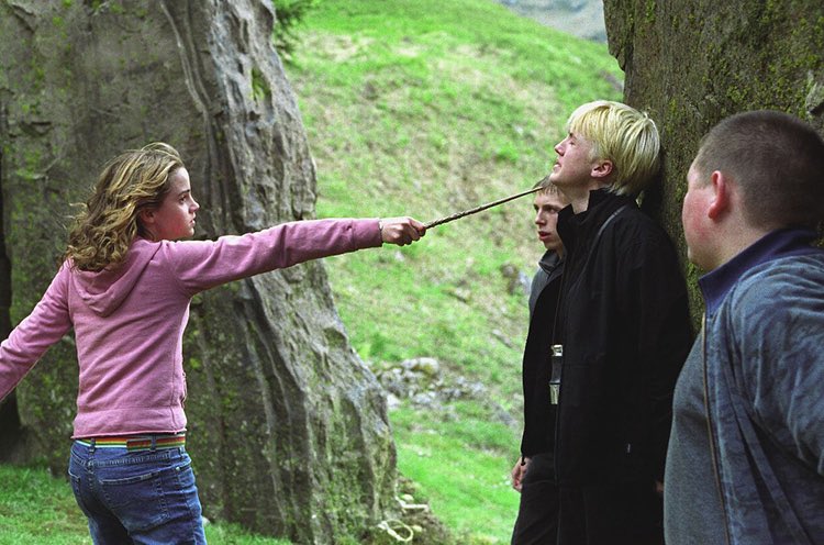 soulofstories_'s tweet photo. what's your favorite -yay- moment?

• Hermione slapping Draco
• Harry catching the snitch
• Aunt Marge inflating
• Hagrid giving Dudley a pigtail https://t.co/9SW4uBDbTO