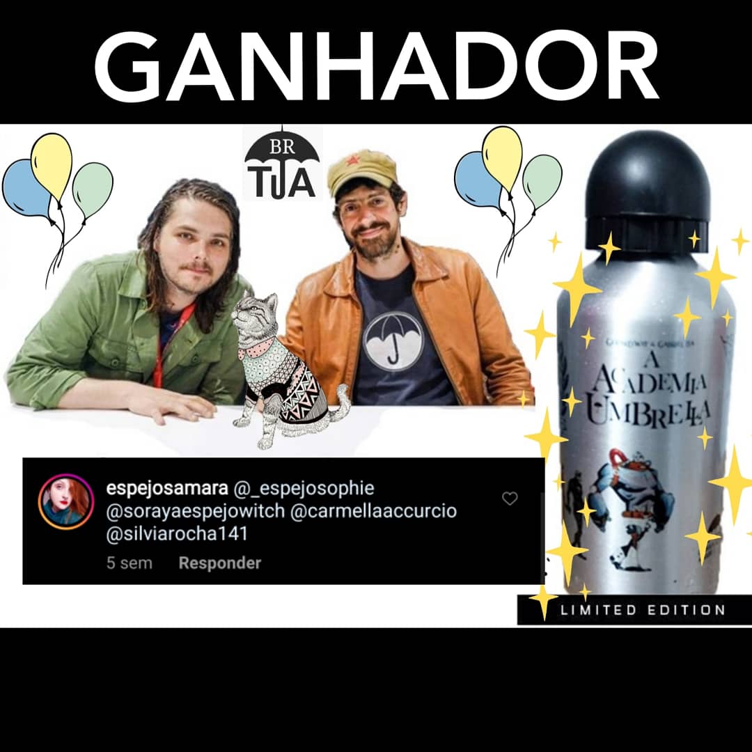 Parabéns Sâmara, você ganhou uma squize de Umbrella Academy! 

Você tem 48 horas pra entrar em contato com a página.

Aos demais pedimos desculpas pelo atraso do sorteio, houveram alguns imprevistos. 

Obrigado a todos pela participação, Família TUA BR 🖤☂️