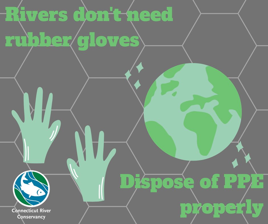 Increased use of personal protection equipment (PPE) = increase in gloves, masks, &amp; sanitizing wipes polluting our rivers. Do your part to keep the earth, wildlife &amp; all of us safe--properly dispose of your PPE in trash NOT recycling.
Source: Citizens Campaign for the Environment