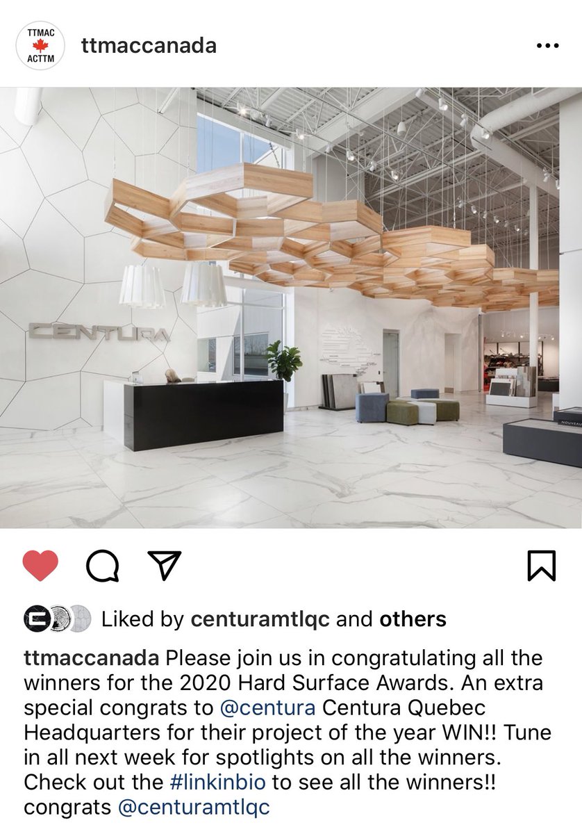 centura_tile's tweet photo. Congratulations to #centuramontreal for the WIN - Project Of the Year!!
#centuratile #ttmac #HardSurface #tiles @TTMACCanada https://t.co/yvat4pjOqk