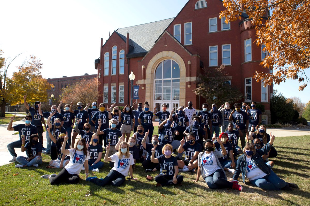 GracelandU's tweet photo. Today, Graceland is celebrating First-Generation College Celebration Day on the Lamoni campus (the national celebration is this Sunday), &amp; this group of first-gen students &amp; staff came together for a photo in their Graceland "1st To Go" T-shirts. #WeAreGraceland #GracelandPride! https://t.co/Fk8TqGgJYu