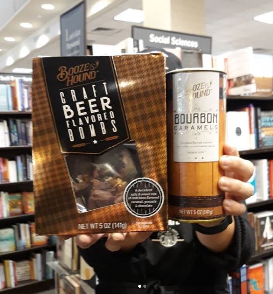 BoozeCollection's tweet photo. Love this shot @BNMorrisonPlace captured of our Bourbon Caramels and Craft Beer Bombs at their Barnes &amp; Noble store in Charlotte, NC!

#boozehound #bibliophile #bookworm #bookshelf #books #barnesandnoble #chocolateaddict #whiskylover #cocktails #cocktail https://t.co/ylauJ3F8Dn