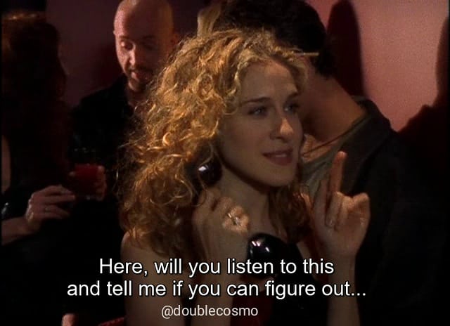 DoubleCosmo's tweet photo. Date or friend? π€
#SexAndTheCity
E04S01: Valley Of The Twenty-Something Guys
Follow: @doublecosmo
#SATC #satcquote https://t.co/zldyvNtTbe