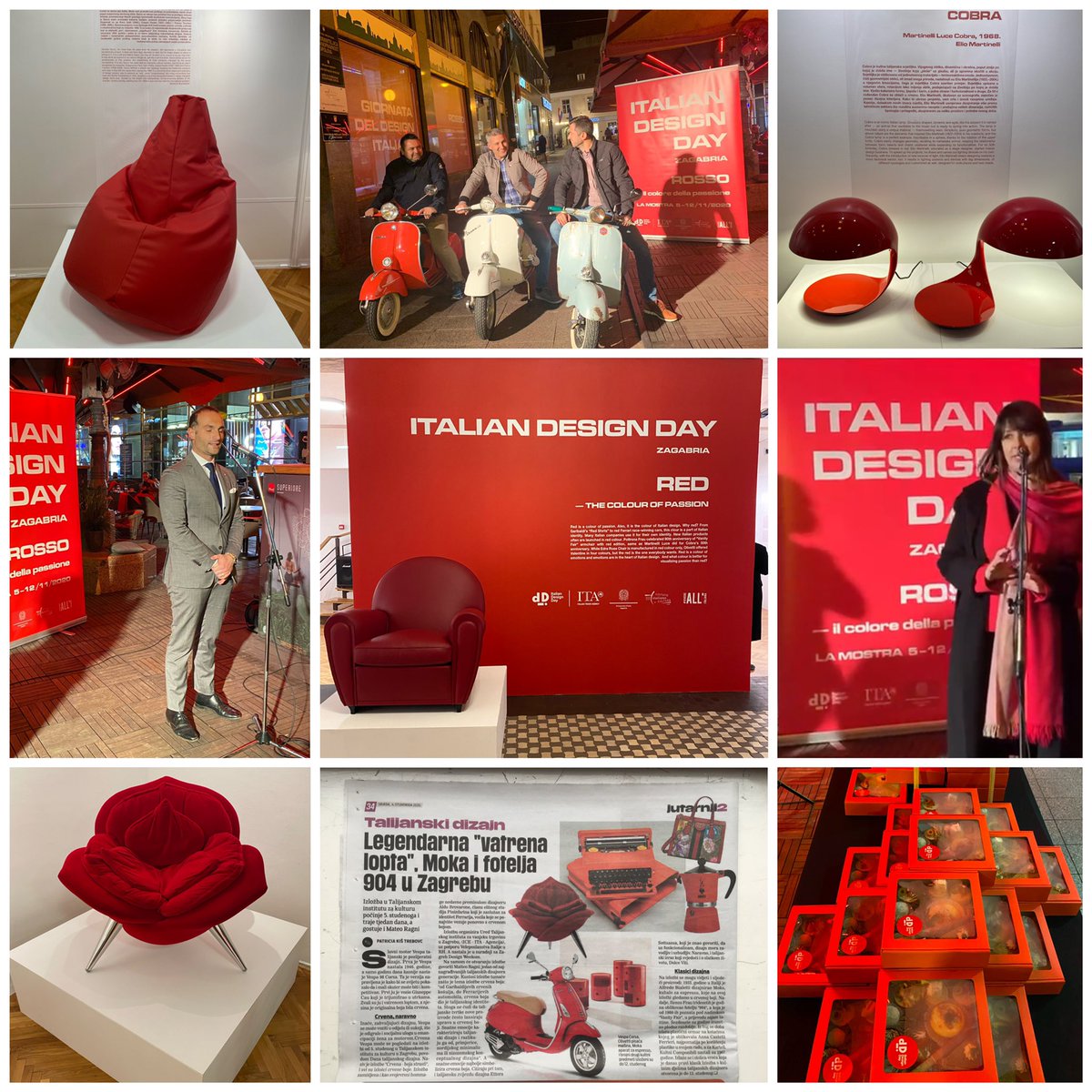 #IDD2020 🔝Celebration of the #ItalianDesignDay in #Croatia 🇭🇷with the exhibition “RED, the colour of passion”😃many iconic 💯🇮🇹objects strictly in red❗️in collaboration with @ItalyinCroatia  @IICZagabria @ZGdesignweek