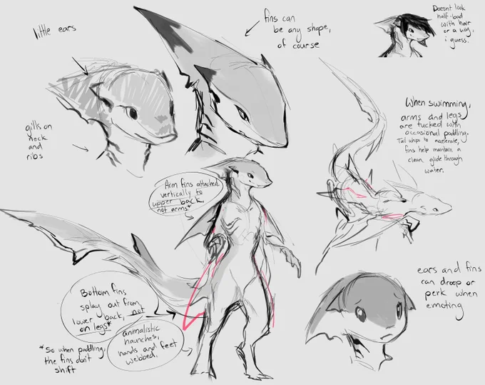 reuploadin my style of anthro sharks + examples of different species 