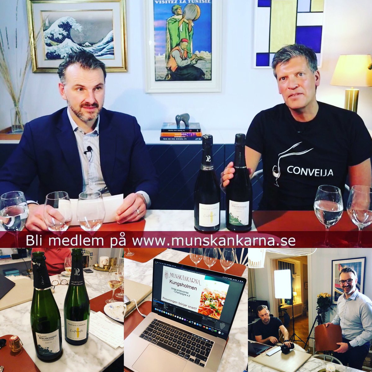 conveija's tweet photo. Online med Munskänkarna ikväll! Provning av Pertois-Lebrun L’extravertie och Virginie Bergeronneau Jeanne. Stort tack till Tomas och Markus från Munskänkarna för att jag fick vara med och till alla som tittade, provade och kommenterade. Riktigt kul! https://t.co/VHxOmmr7aY