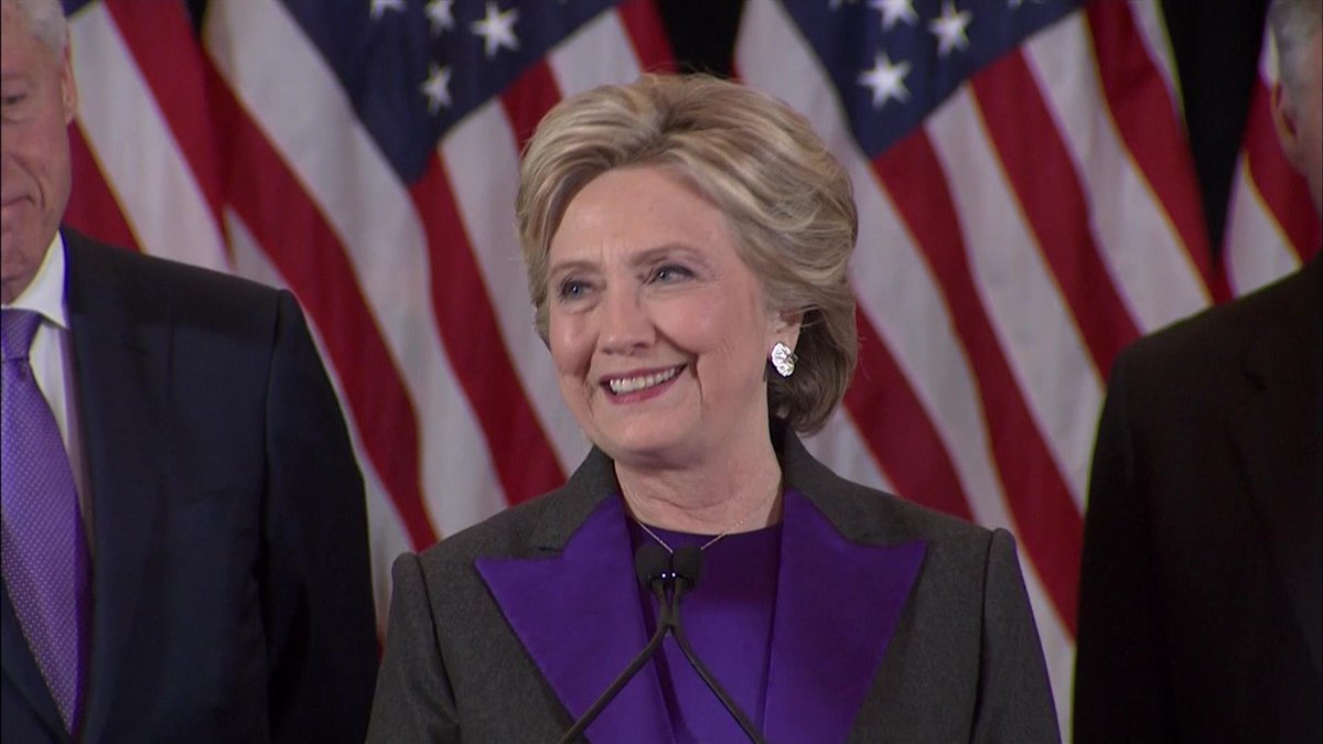 Brief look back at recent concession speeches "Last night I congratulated Donald Trump and offered to work with him on behalf of our country.I hope that he will be a successful president for all Americans. This is not the outcome we wanted or we worked so hard for"