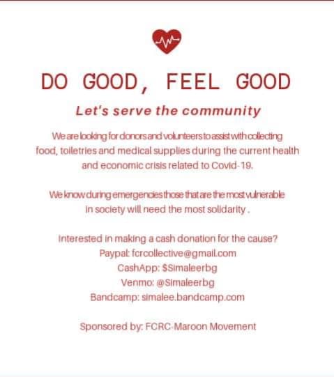 simaleerbg's tweet photo. @FCRCollective-Maroon Movement is resuming our Baltimore Mutual Aid &amp; Emergency Relief program for winter. We have URGENT requests for masks, gloves, sanitizers, cleaners, meds, food, travel and shelter expenses for high risk people during this pandemic. 
#Baltimore #MutualAid https://t.co/0alCTUyh4L