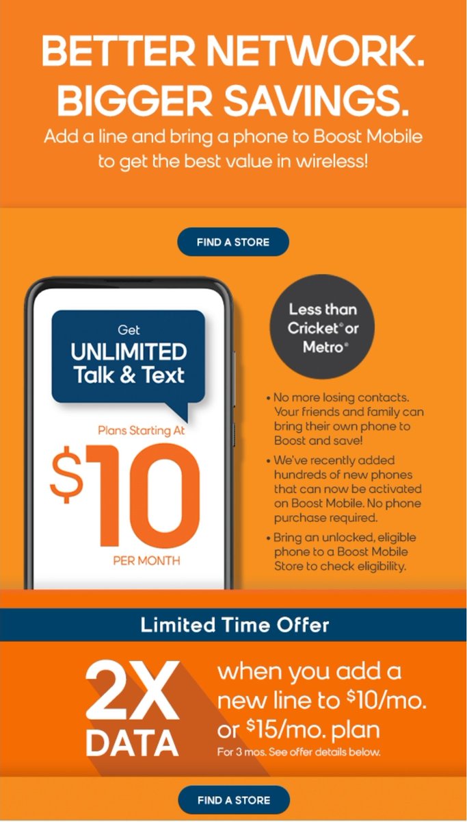 Go to your local Boost Mobile location today, bring your own device, and pay less than Cricket or Metro! Only $10 per month, and I will cover your first month. #NorthLA #LAMetro #SanFernando #SantaPaula #Filmore #SantaClarita #Newhall Mention this ad to save $10! #save10