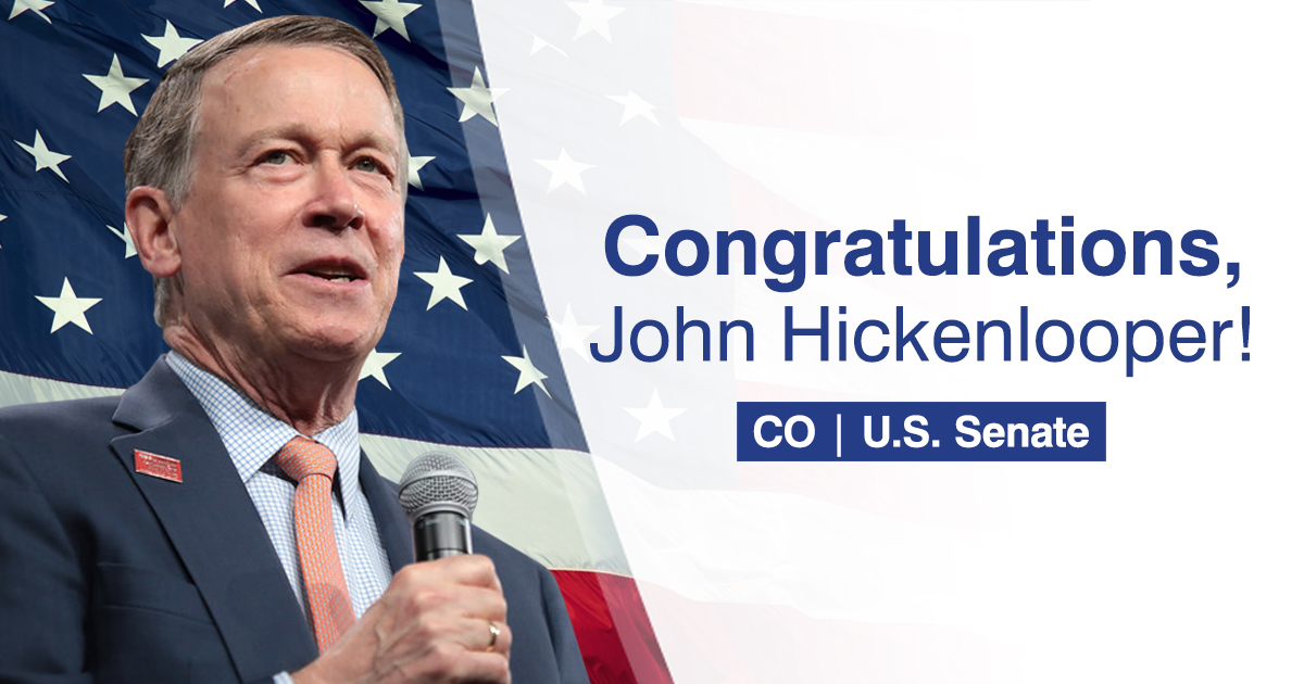 Congratulations to John  @Hickenlooper, who campaigned on climate!