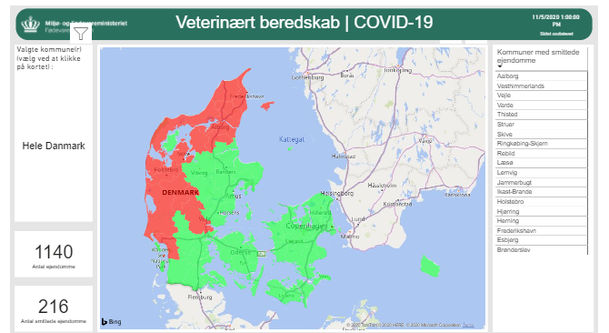 15/The Danish govt is constantly updating its mink  #COVID19 map, indicating which farms have infected & dying animals.  https://www.foedevarestyrelsen.dk/Leksikon/Sider/Kort-over-screening-af-COVID-19-i-mink.aspxAs today's map shows, the entirety of northern Denmark is a problem now.MORE