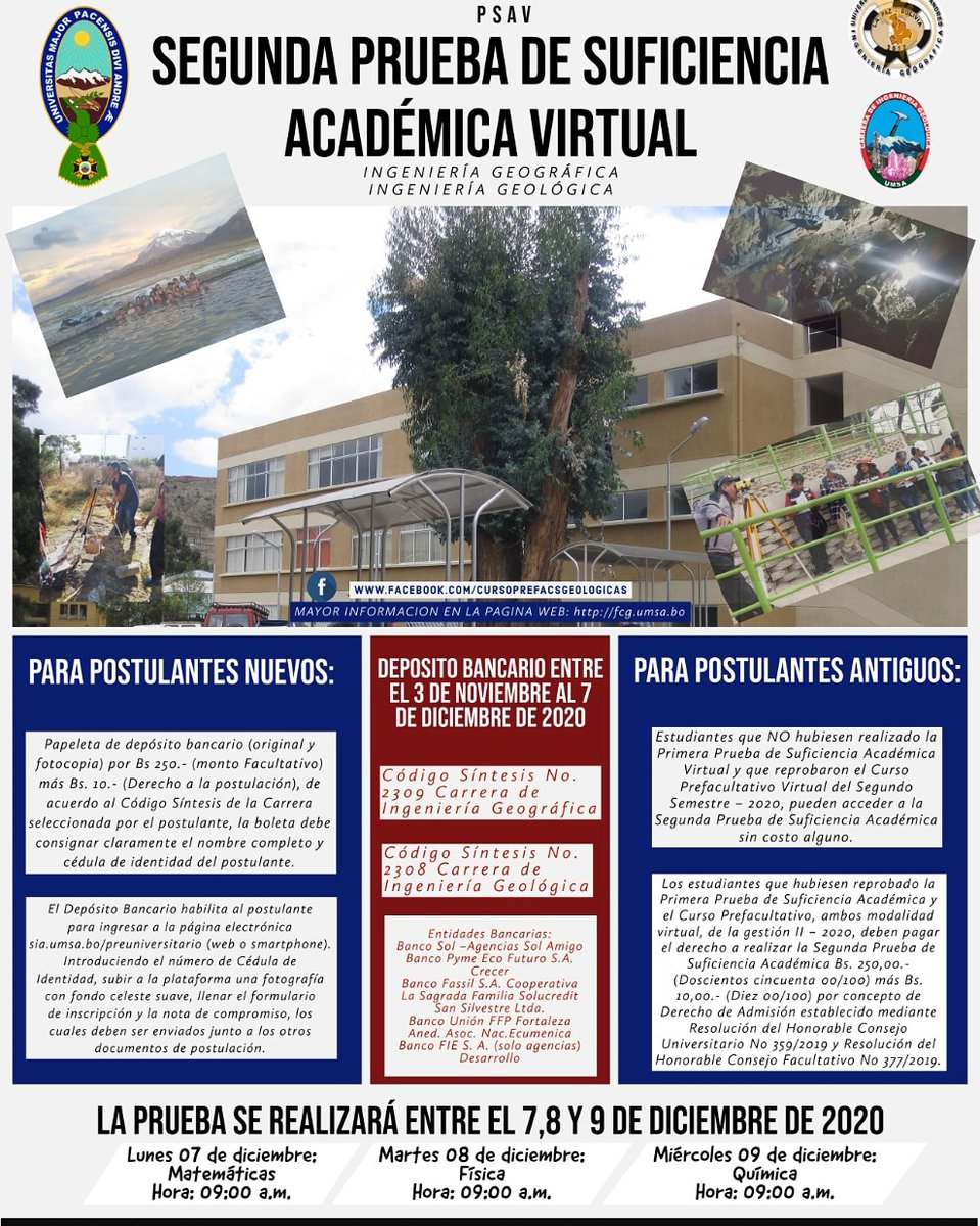 IIGEO_UMSA's tweet photo. Quieres estudiar Ingeniería Geográfica en la #UMSA? Esta es tu oportunidad https://t.co/w7JN1kMgez
