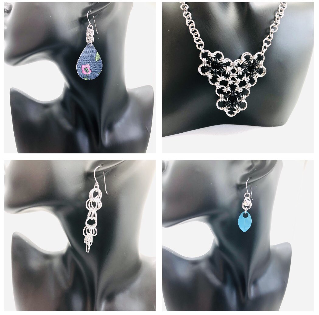 CreativeMtnTop's tweet photo. New jewelry pieces on my Etsy!! Page on profile. All made of lightweight and durable aluminum. Handcrafted with love😊 Never too early to do some Christmas shopping! #jewelry #handcrafted #chainmaille #etsy #shopsmall #Christmasgifts #gifts #treatyourself https://t.co/Hf7WFUmCPT