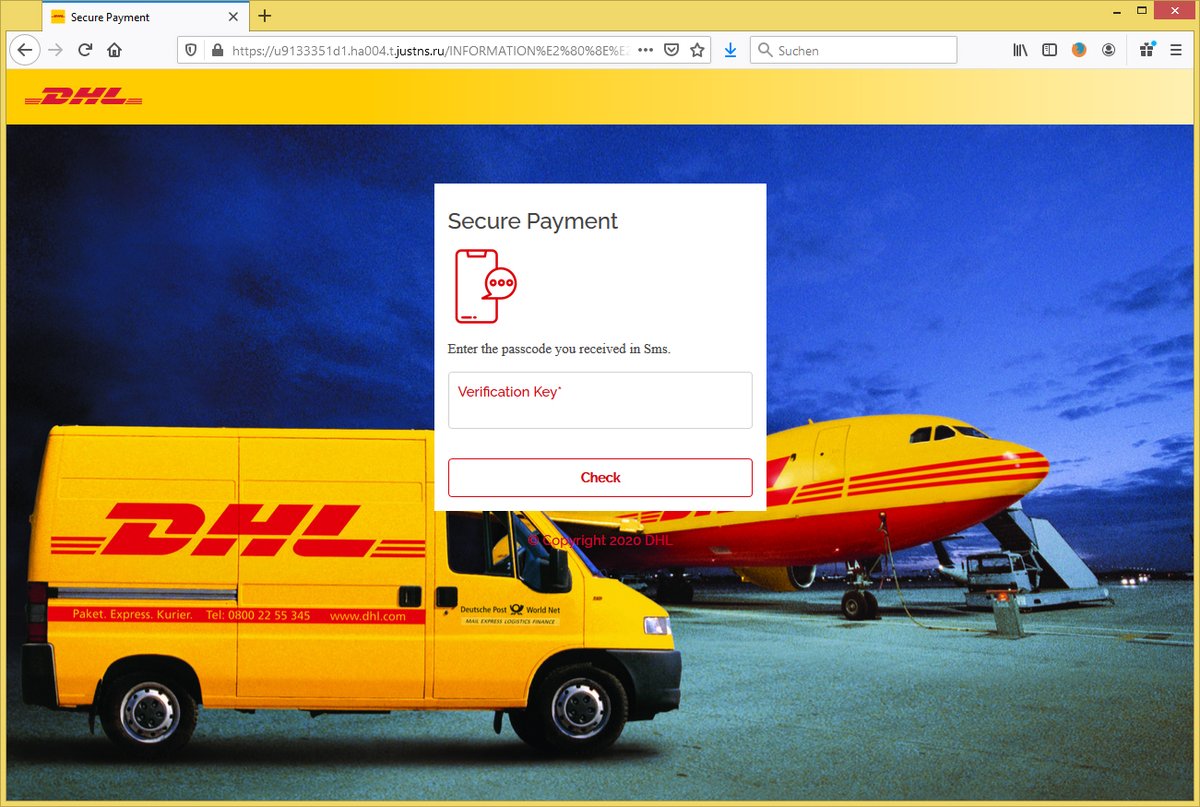 neoxmorpheus1's tweet photo. Bereits seit Wochen werden angebliche E-Mails unterschiedlicher Paketdienste, hier am Beispiel von @DHLPaket, mit der Aufforderung zur Zahlung einer kleinen Gebühr versendet. Vorsicht: Kreditkarten- #Phishing. Link nicht anklicken / keine Daten eingeben! https://t.co/ei7viS6I8V