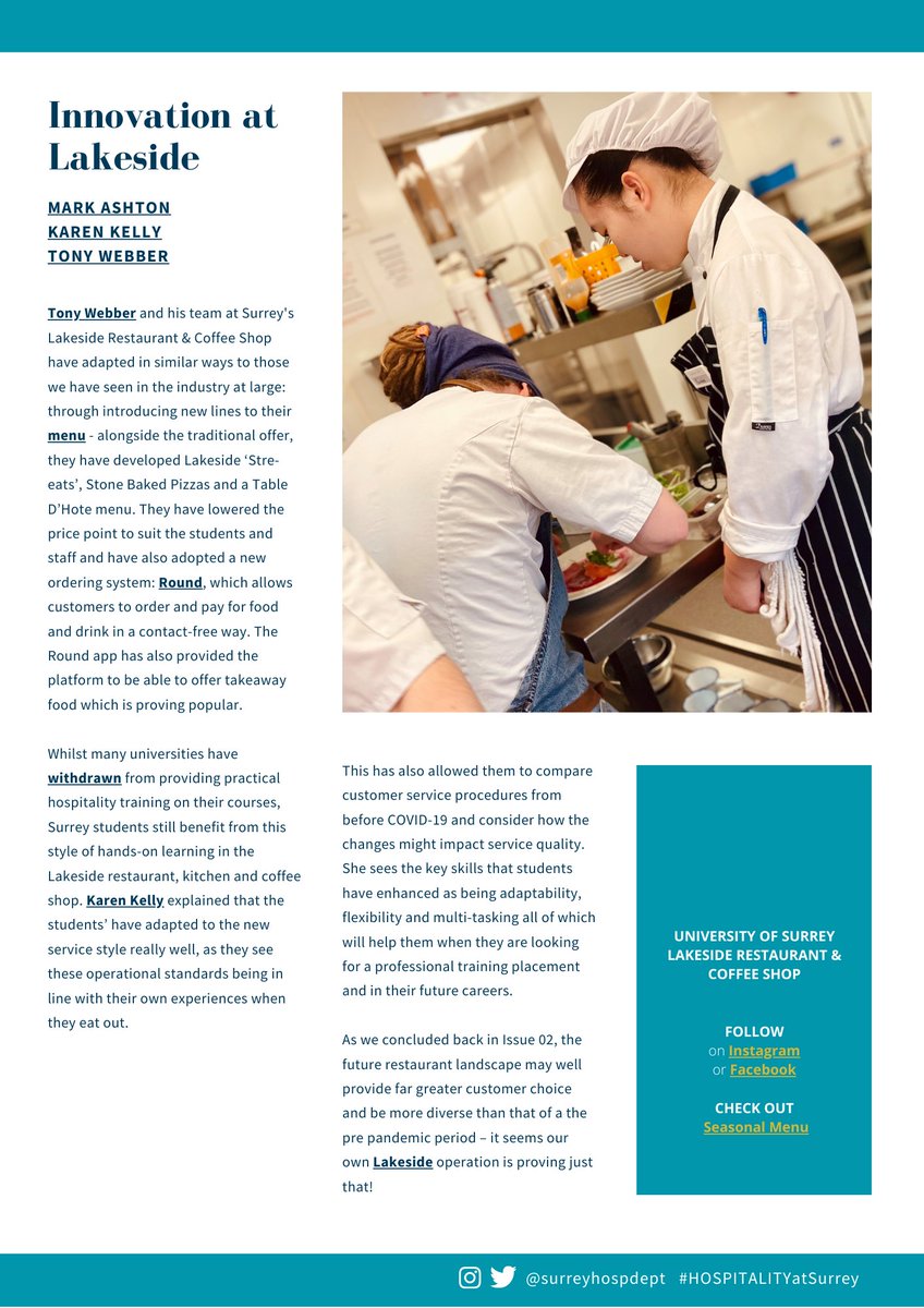 Learn from @markashton14, Karen Kelly, & Tony Webber how our very own @LakesideRandC @SHTMatSurrey implements #innovative ways to serve customers and provide a #safe learning environment for our #hospitality #IHM students. #HOSPITALITYatSurrey #LearnHospitality #WeeklyDigest