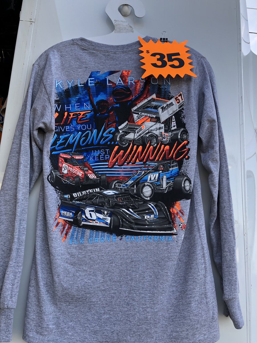 jacqbrush's tweet image. The @ShopKyleLarson van is open in the vendor row area at @TheDirtTrack!