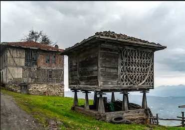 o_yigit's tweet photo. @Seda_Ozen @PilargetD Trabzon/araklı havalisindeki orijinal ''paska'' lar bu örnekte olduğu gibidir. dikmeler üzerindeki yuvarlak 'kirmanlar' paskaların olmazsa olmazıdır çünkü bu yapılar mısır vb zahire/yiyeceklerin muhafaza edildiği yapılardır. yuvarlaklar haşereye önlem içindir. https://t.co/g3Zg7JfZpJ