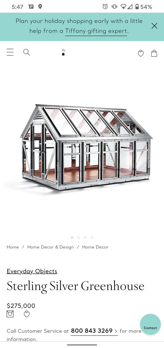 Fyi you can buy a Tiffany greenhouse and it's considered an "every day item" to them. Only $275,000.