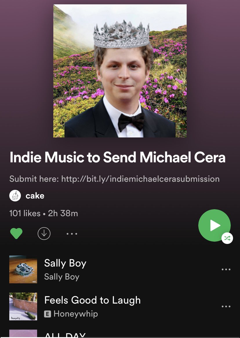 Just hit 100 followers on our Indie Music to Send Michael Cera playlist!

If you want to submit to this playlist and others, check out the link to our website below!

thecakerecords.com/playlists