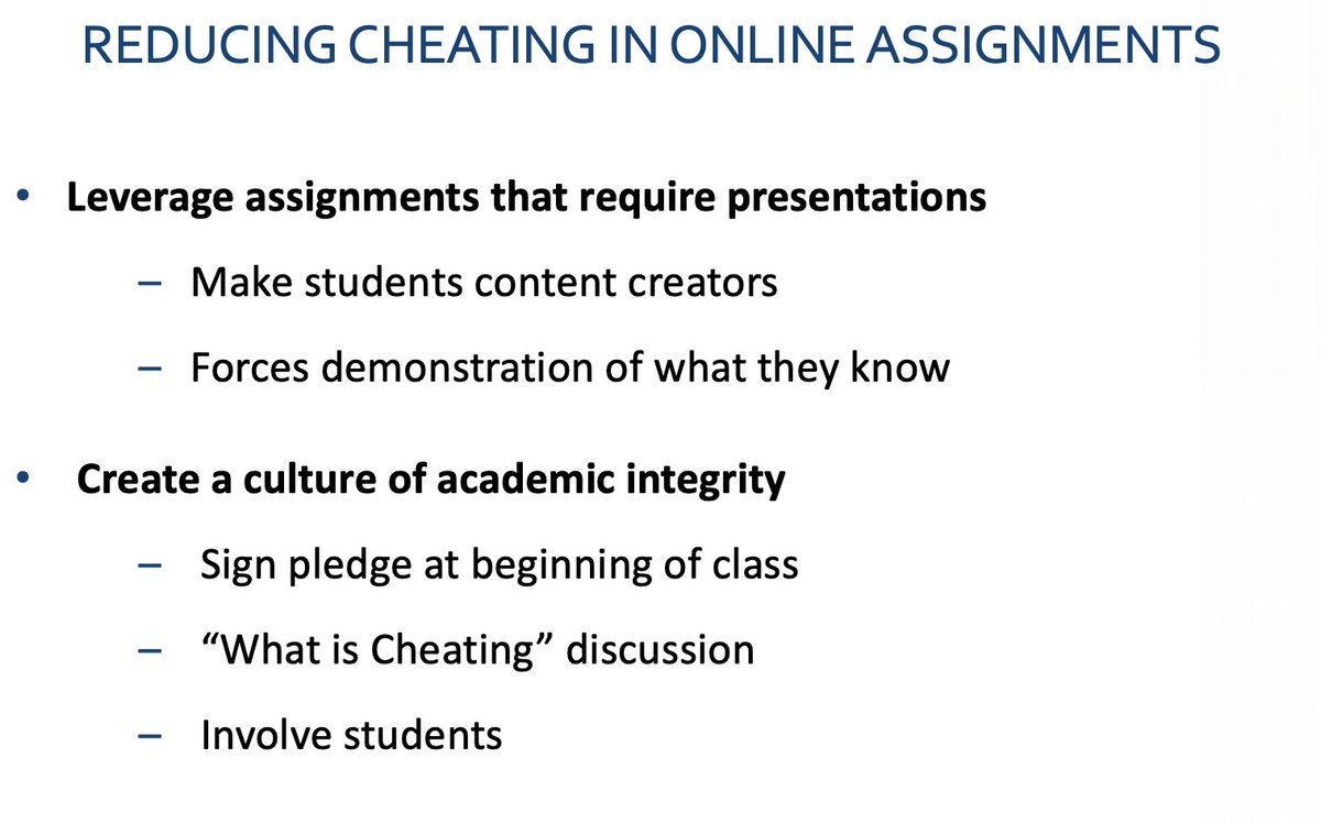 ekunnen's tweet photo. Academic integrity tips from a @Blackboard #DigitalTeaching20 session on "Fostering Academic Integrity in Blackboard" with Jacob Spradlin, SHSU Online https://t.co/hrh1mCdKm8