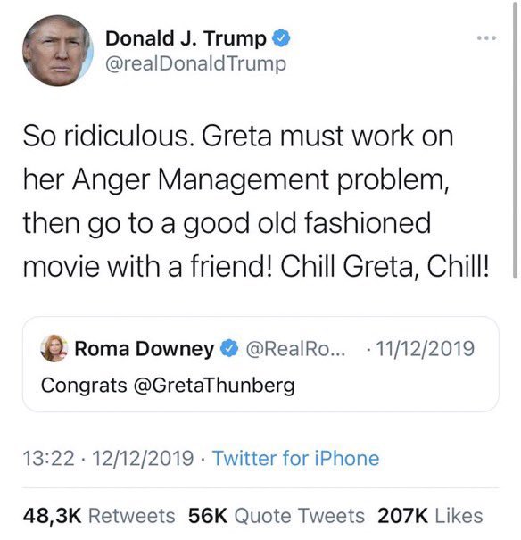 lang_towers's tweet photo. Greta is ice, she waited a full year to troll Trump, and her timing was epic! https://t.co/SaOIV7O1rY