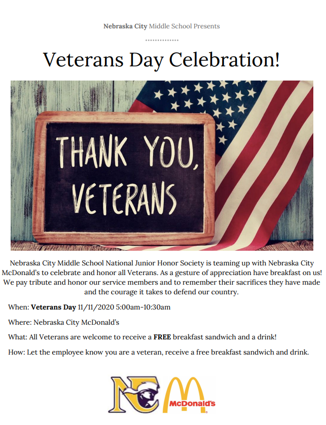 city_nebraska's tweet photo. NCMS and NJHS are excited to celebrate our Veterans! https://t.co/s1Jo0m0lAN