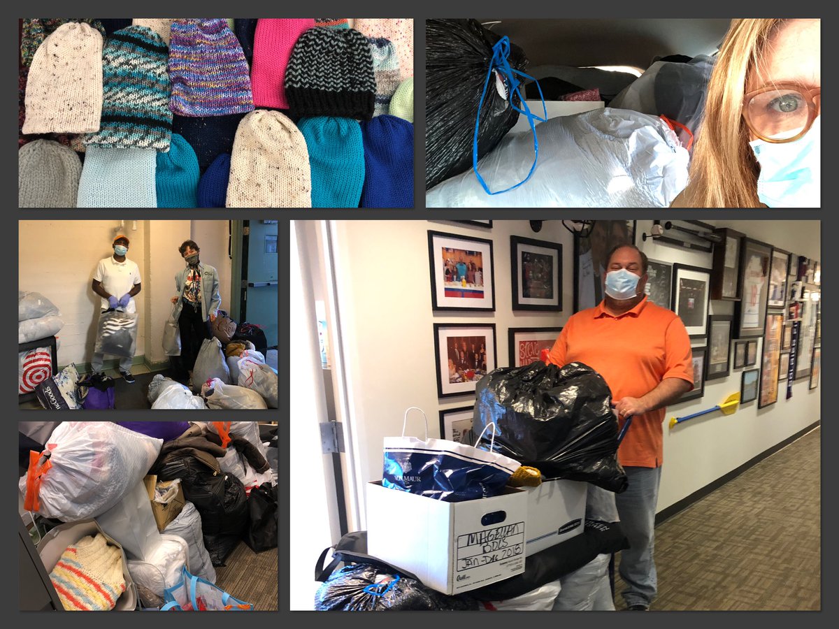 MagellanCorp's tweet photo. Magellan staff contributed hundreds of items to help our friends at @connect2home serve people who are homeless. Big-hearted Michelle G hand knit 37 beautiful hats! Cold steel, warm hearts. #MagellanforGood https://t.co/Ky74P47I5N