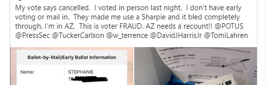 We've also seen the claims that using a Sharpie invalidates your vote - that's also not true.