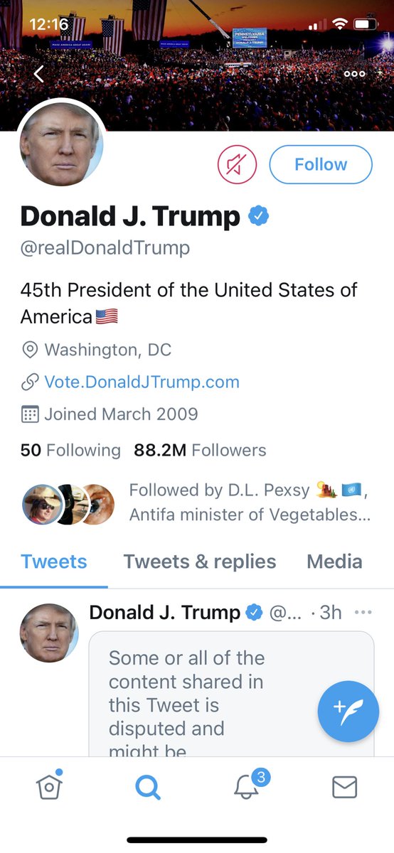 gomer2323's tweet photo. When ya have a problem with reality. Your sanctioned bullshit tweets are about to end. America appears to have voted to silence you. May SNDY have a wonderful time listening to all you have to ramble about, we are done. #TootsPoots #ByeCraig #ByeDon #ByeFelicia https://t.co/BTYnVURHyS