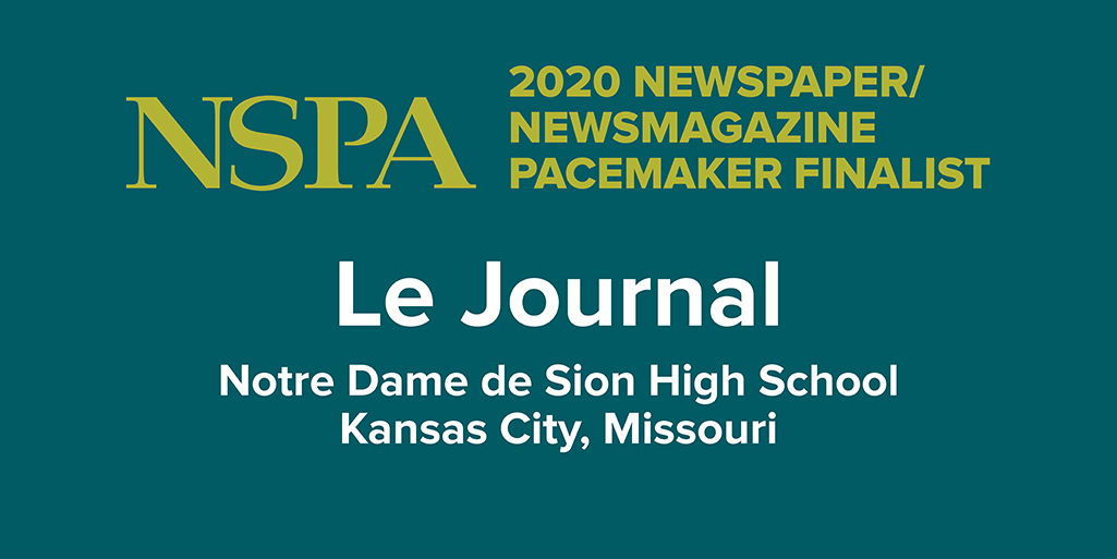 NSPA's tweet photo. Congratulations to Le Journal, Notre Dame de Sion High School — finalist for an NSPA Pacemaker Award! @LeJournalSion
https://t.co/HMpkcG5paM https://t.co/BVDmYgoGoj
