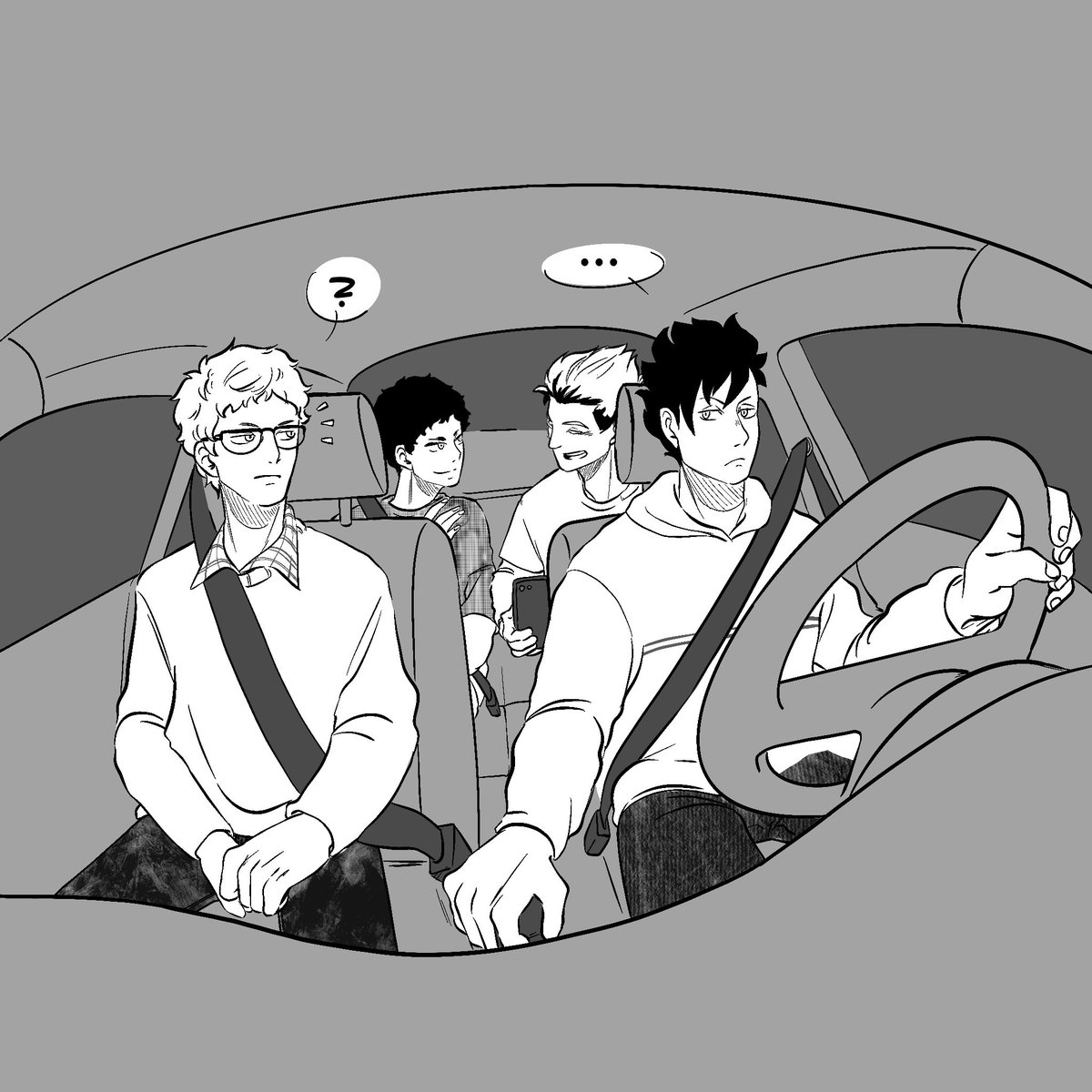 SolnOdasac's tweet photo. BokuAkaKuroTsuki Week 2020 - Day 5 - Travel/Roadtrip AU
#BkAkKrTkWeek2020 #BAKTWeek2020
Original idea by @/brandishuuu_ on instagram
(I hurted my hand so I wonโt be able to finish the week right now but Iโll do the two last days when I get better) https://t.co/BTpOAE2pMq