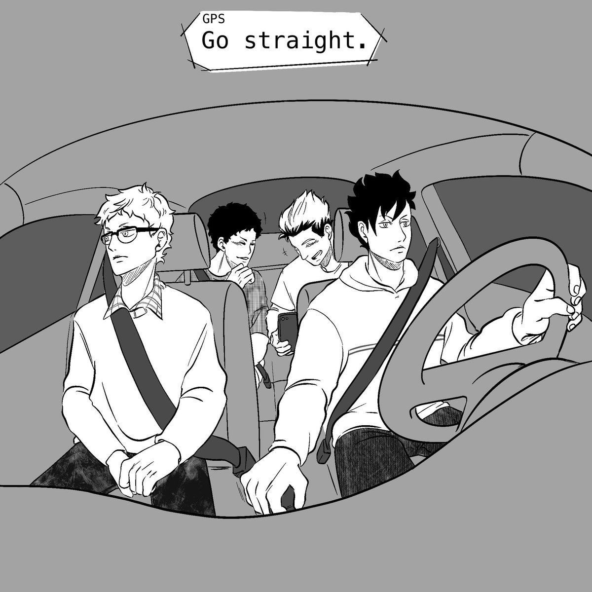 SolnOdasac's tweet photo. BokuAkaKuroTsuki Week 2020 - Day 5 - Travel/Roadtrip AU
#BkAkKrTkWeek2020 #BAKTWeek2020
Original idea by @/brandishuuu_ on instagram
(I hurted my hand so I wonโt be able to finish the week right now but Iโll do the two last days when I get better) https://t.co/BTpOAE2pMq