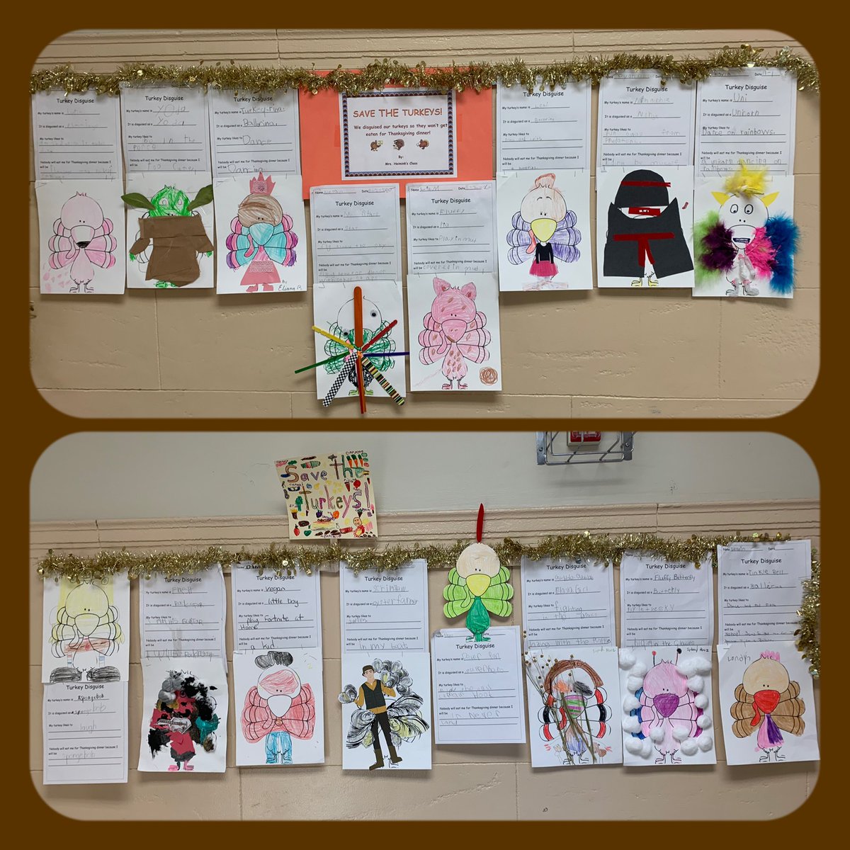 HeiminkKristine's tweet photo. We disguised our turkeys for Thanksgiving!  They came out great!! They will all be safe from Thanksgiving dinner! #turkey #thankful @5thAveSchool @HeiminkKristine @BayShoreSchools https://t.co/xEKEq1KcHQ