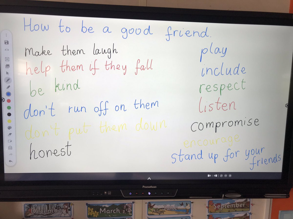 msrooneysroom's tweet photo. Stay safe programme: We discussed friendship today. The children came up with this detailed list of how to be a good friend. ❤️ https://t.co/3JuMWesk4D