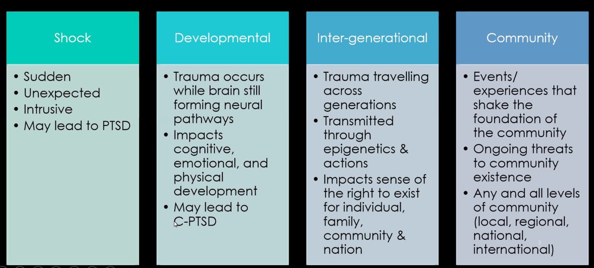 CdpCollege's tweet photo. @CatherineHajnal breaks down what types of trauma there are. #ASPECT20Virtual #DouglasCollegeCDPProgram https://t.co/gcnS81M46A