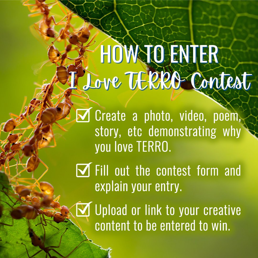 Get creative and show us why you love TERRO! Contest ends November 15. Submit your entry via this link: 1.ourcontest.io/Q6R66