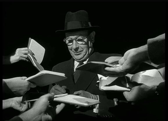 I nearly forgot! By far the weirdest thing about Bait is the bizarre prologue that features Sir Cedric Hardwicke as the Devil, signing autographs (!) and ushering the audience into his private screening room to show us a story about how he gets into our brains.  #Noirvember  #Bait