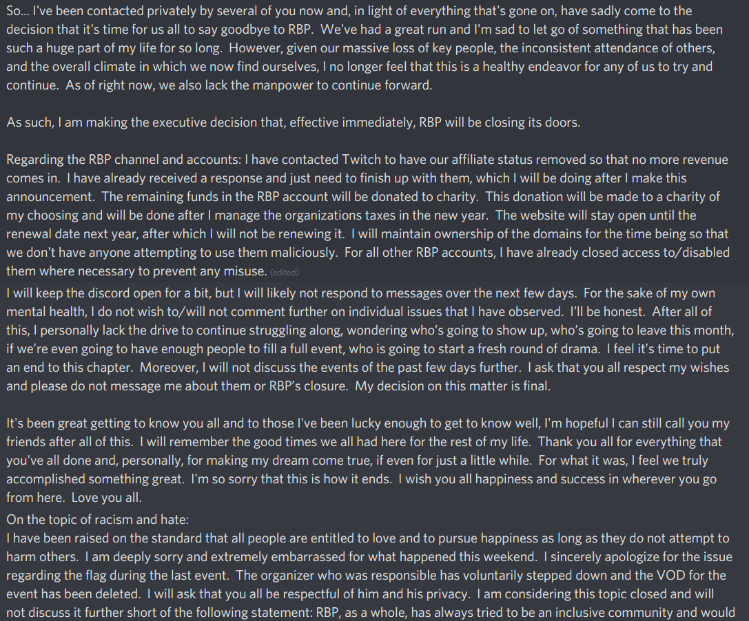 RetroBlockParty's tweet image. Hey all, Wolf here.  If you're not a part of the Discord, you likely missed the message posted today.  So I'm going to share it here.  Posting it as images, as multi-post was screwing up.  Thank you all for everything. ❤️

youtube.com/watch?v=xvTnWp…