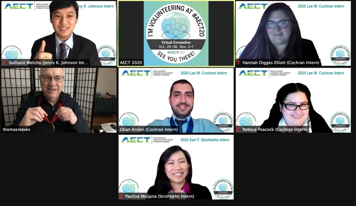 The #AECT20 Addie Kinsinger Leadership Development Interns had the opportunity to meet with Dr. Reeves, a member of the 1978 Intern class. Thrilled that this annual <a href="/AECT/">✵ AECT ✵</a> tradition continues! #AECT2020