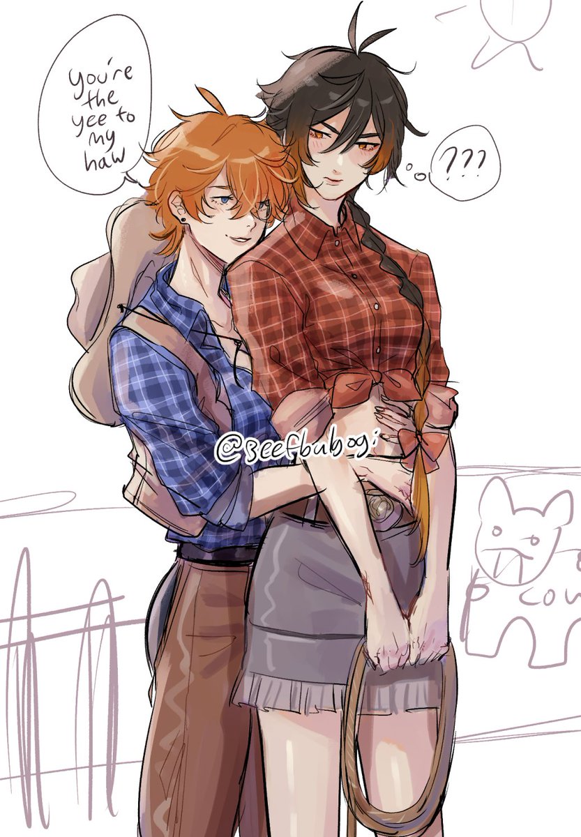 thank you everyone who came to my drawing stream today!!! felt pretty successful i think.. anyways here is the product of my productivity, lesbian cowgirls chili (???)