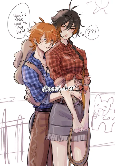 thank you everyone who came to my drawing stream today!!! felt pretty successful i think.. anyways here is the product of my productivity, lesbian cowgirls chili (???) 