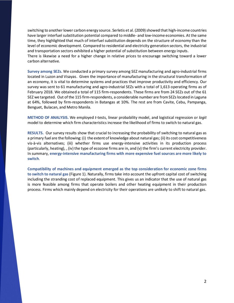 Ateneo De Manila University Economics Policy Brief 25 Switching To Natural Gas Evidence From Philippine Manufacturing Firms Majah Leah V Ravago Raul V Fabella Karl Robert L Jandoc Renzi G Frias