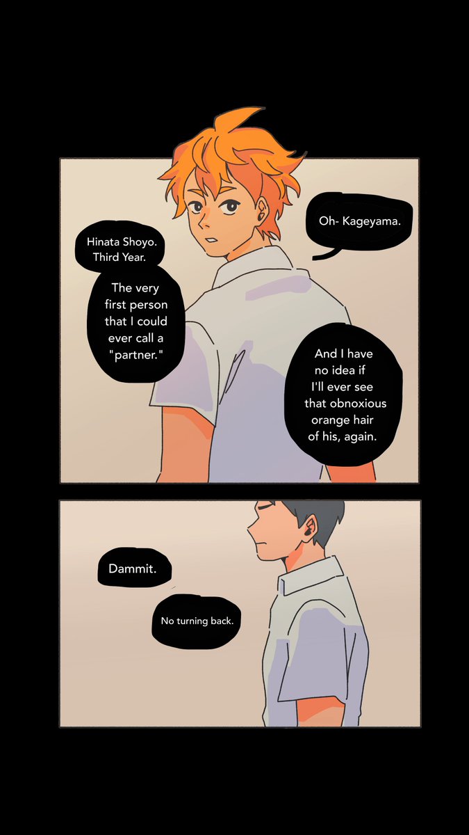 Two slow dancers last ones out.

Day 7: Kagehina | Couldn't decide whether it's Realizations/Firsts and Lasts/Goodbyes/Anime/Manga scene so I decided Free Day ✌️?
#HaikyuuAngstWeek2020  #kagehina 