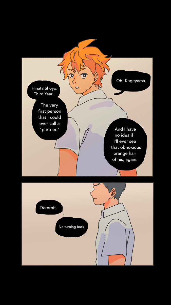 Two slow dancers last ones out.
Day 7: Kagehina | Couldn't decide whether it's Realizations/Firsts and Lasts/Goodbyes/Anime/Manga scene so I decided Free Day ✌️?
#HaikyuuAngstWeek2020 #kagehina
