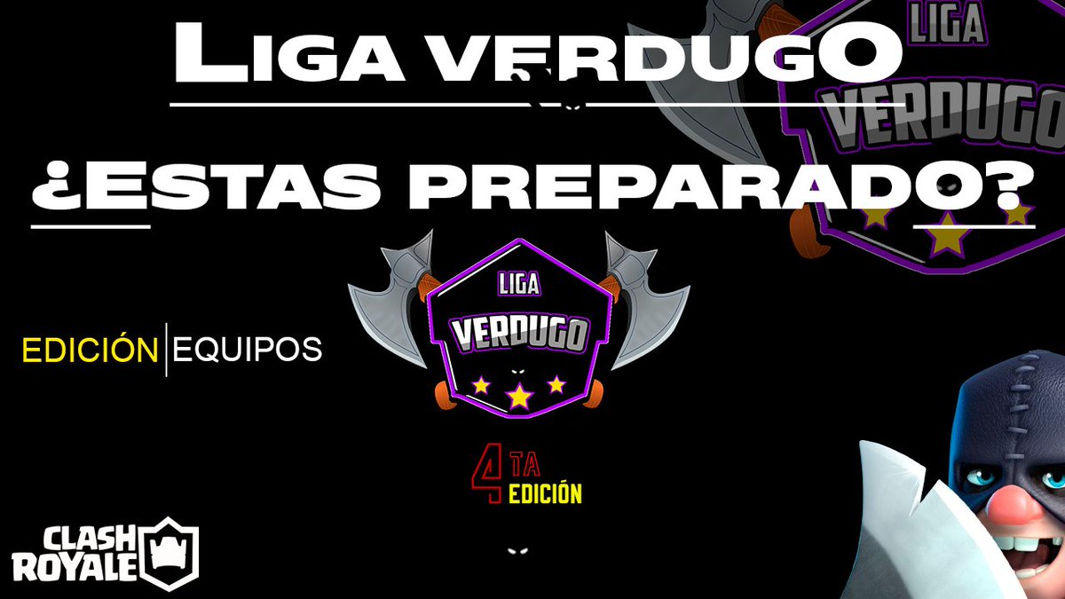 ◀️ANUNCIO▶️
Estas preparado para la 4⃣ta edición de Liga Verdugo de Clash Royale edición por equipos???

Si este tweet llega a 50❤️ y 50 RT lanzamos convocatoria de one ...