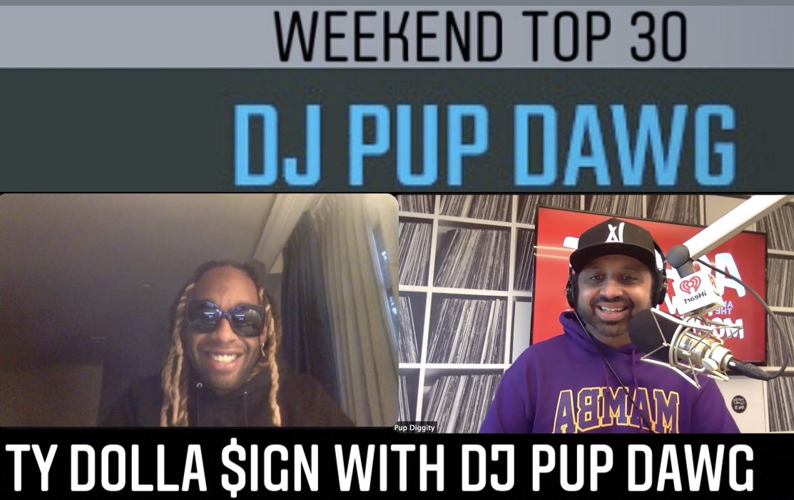 WTop30's tweet photo. #TyDolla jumps on the #WeekendTop30 countdown show with #DjPupDawg this weekend to talk about his latest project #FeaturingTyDollaSign out now! Check your local radio station!
Shout out @DRESINATRA
@tydollasign @djpupdawg https://t.co/qZ0Smxr7ZZ