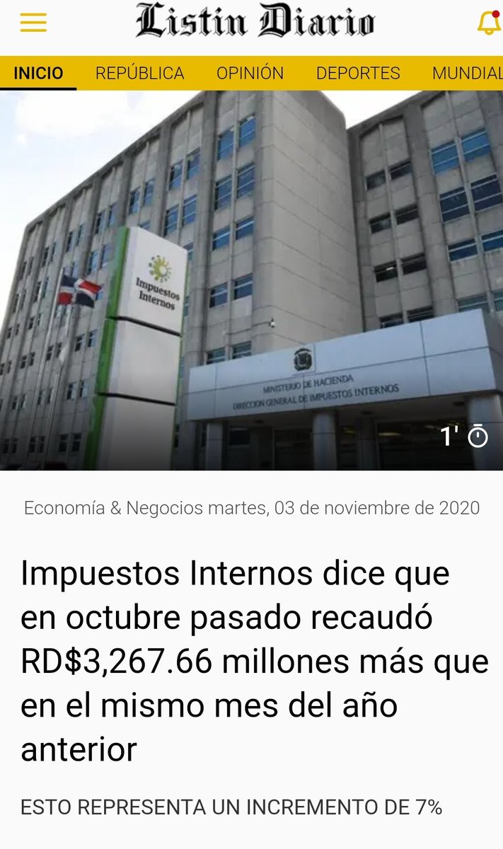 JacobGregorio7's tweet photo. La Dirección General de Impuestos Internos (DGII) informó este martes que las recaudaciones en octubre pasado ascendieron a RD$45,489.76 millones, lo que representa un aumento de RD$8,716.06 millones más de lo estimado para un cumplimiento de 124%. @PascalPenaP #DerComercial https://t.co/COPINERSqe